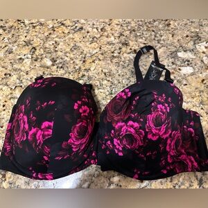 NWT Torrid Curve 44DDD Push Up Strapless Bra Floral Black Pink Convertible